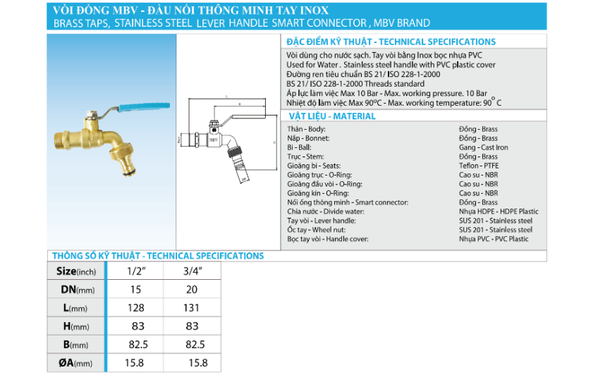 Vòi Vườn Đồng Mạ MBV-PN10