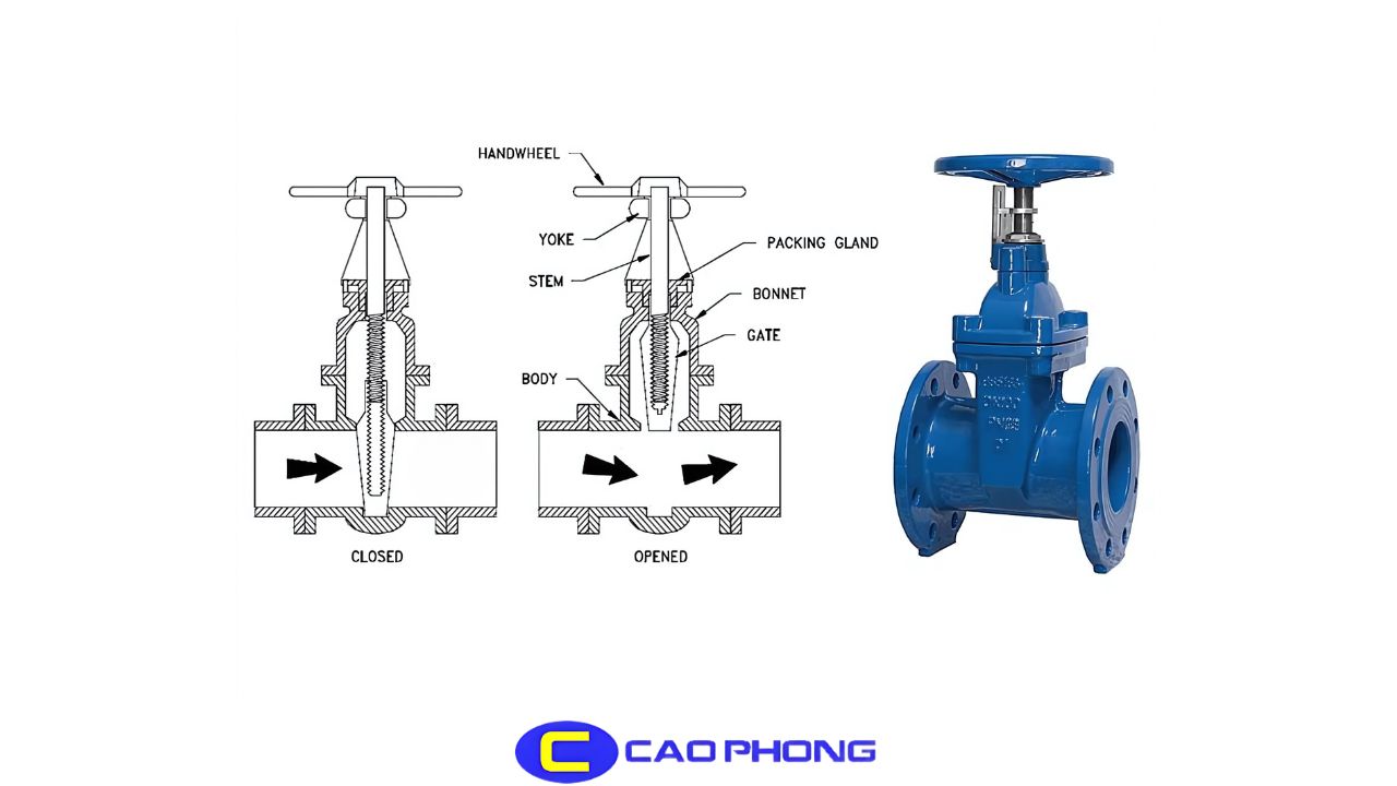 Từ thân van đến đĩa van tất cả đều phối hợp để tạo nên cơ chế vận hành linh hoạt của van cổng