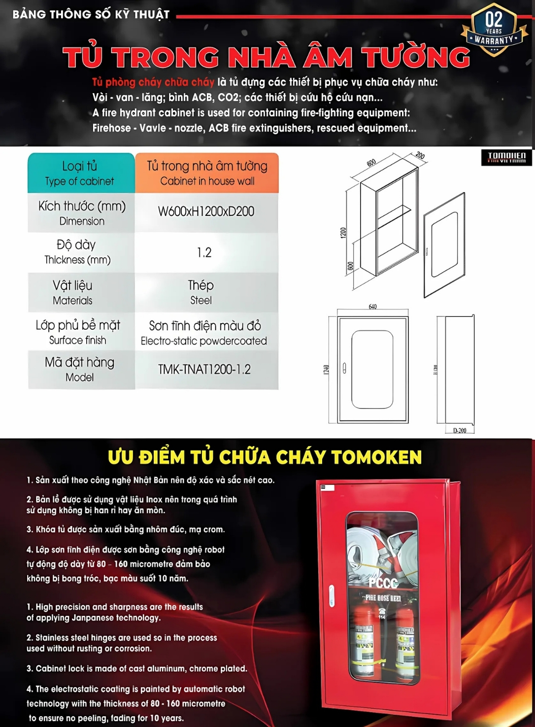 Cataloge của sản phẩm tủ chữa cháy âm tường - Tomoken