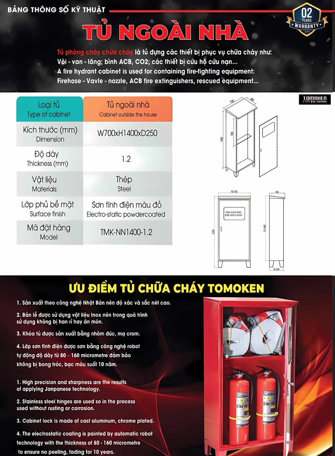 Cataloge của sản phẩm tủ chữa cháy ngoài trời - Tomoken