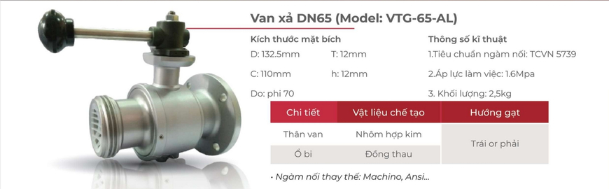 Cataloge của sản phẩm van xả khí DN65 – Model VTG-65-AL