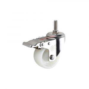 Bánh xe đẩy nhựa PA CP057 cọc vít khóa kép càng inox