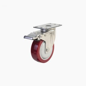 Bánh xe đẩy nhựa PU đỏ CP029 xoay khóa càng inox