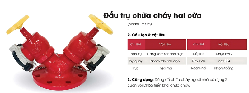 Cataloge của sản phẩm đầu trụ chữa cháy hai cửa Tomoken TMK-23