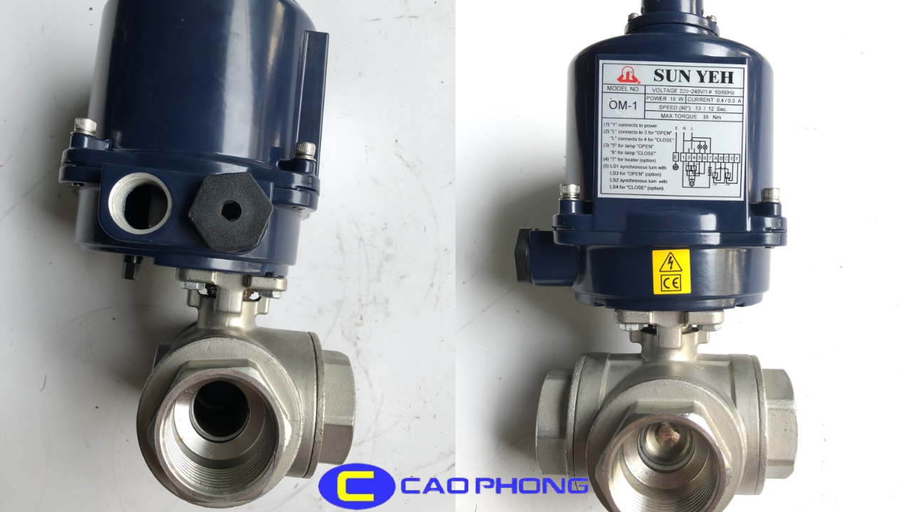 Vận hành tự động, kiểm soát lưu chất linh hoạt cùng Van bi inox 3 ngã nối ren điều khiển điện SUNYEH