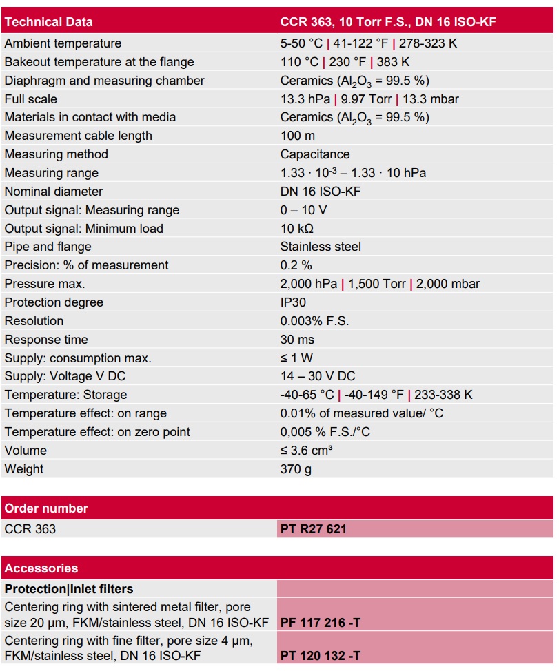 CCR 363, 10 Torr F.S., DN 16 ISOKF