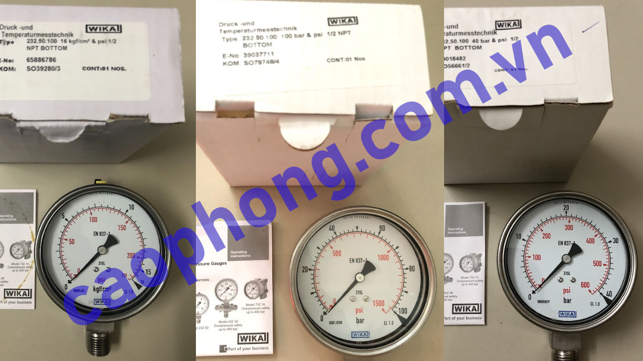 Đồng hồ WIKA đạt tiêu chuẩn EN 837-1 lắp đặt trong hệ thống khí nén