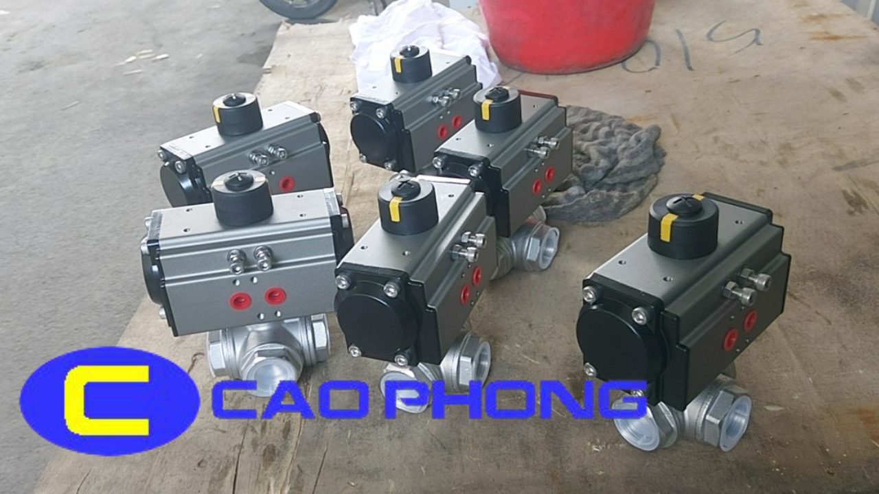 Van bi inox 3 ngã chữ T điều khiển khí nén là lựa chọn cho hệ thống tự động hóa