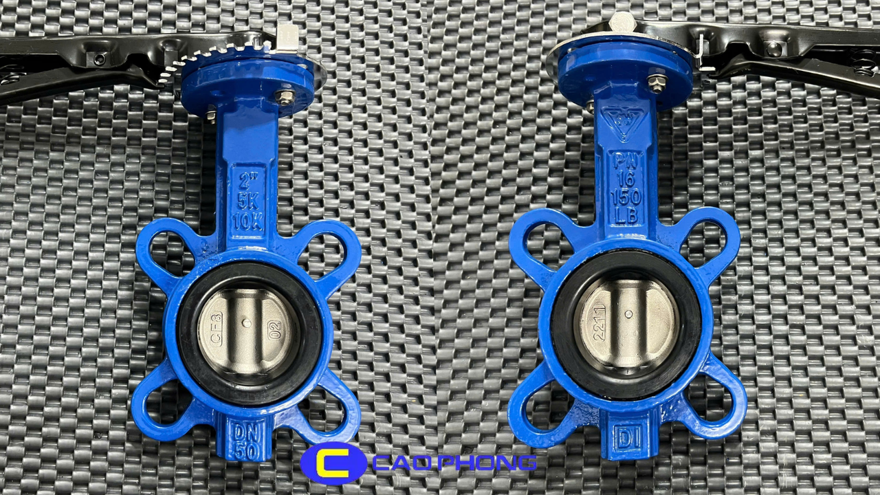 Cận cảnh van bướm gang tay gạt DN50 Samwoo