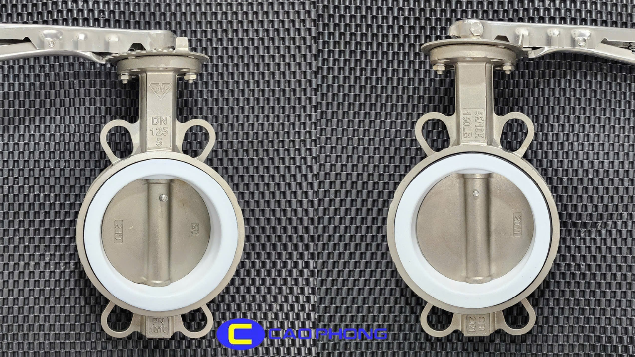Cao Phong cung cấp van bướm tay gạt inox DN125 Samwoo chính hang