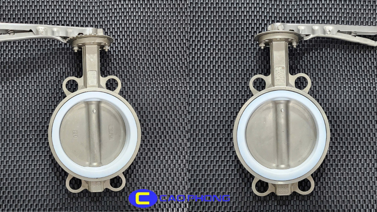 Van bướm tay gạt inox DN150 (phi 168) Samwoo có thân inox bền bỉ