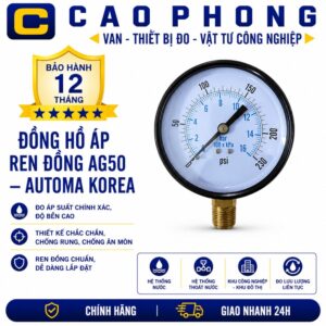 Đồng hồ áp suất ren đồng AG50 Automa Korea - Cao Phong