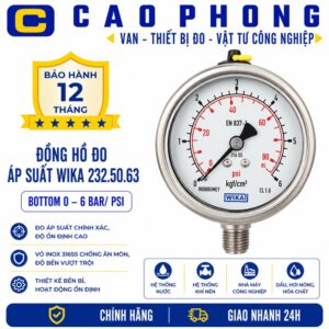 Đồng hồ đo áp suất WIKA 232.50.63 bottom 0-6 bar/psi - Cao Phong