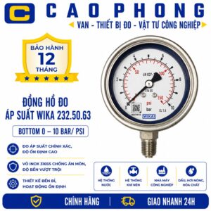 Đồng hồ đo áp suất WIKA 232.50.63 bottom 0-10 bar/psi - Cao Phong