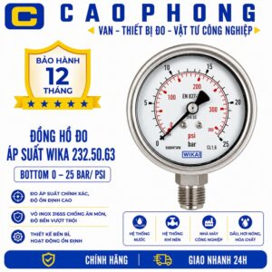 Đồng hồ đo áp suất WIKA 232.50.63 bottom 0-25 bar - Cao Phong