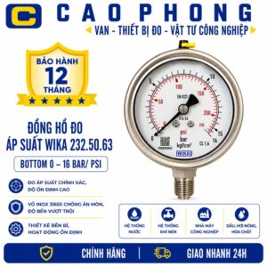 Đồng hồ đo áp suất WIKA 232.50.63 bottom 0-16 bar - Cao Phong