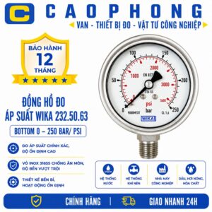 Đồng hồ đo áp suất WIKA 232.50.63 bottom 0-250 bar - Cao Phong