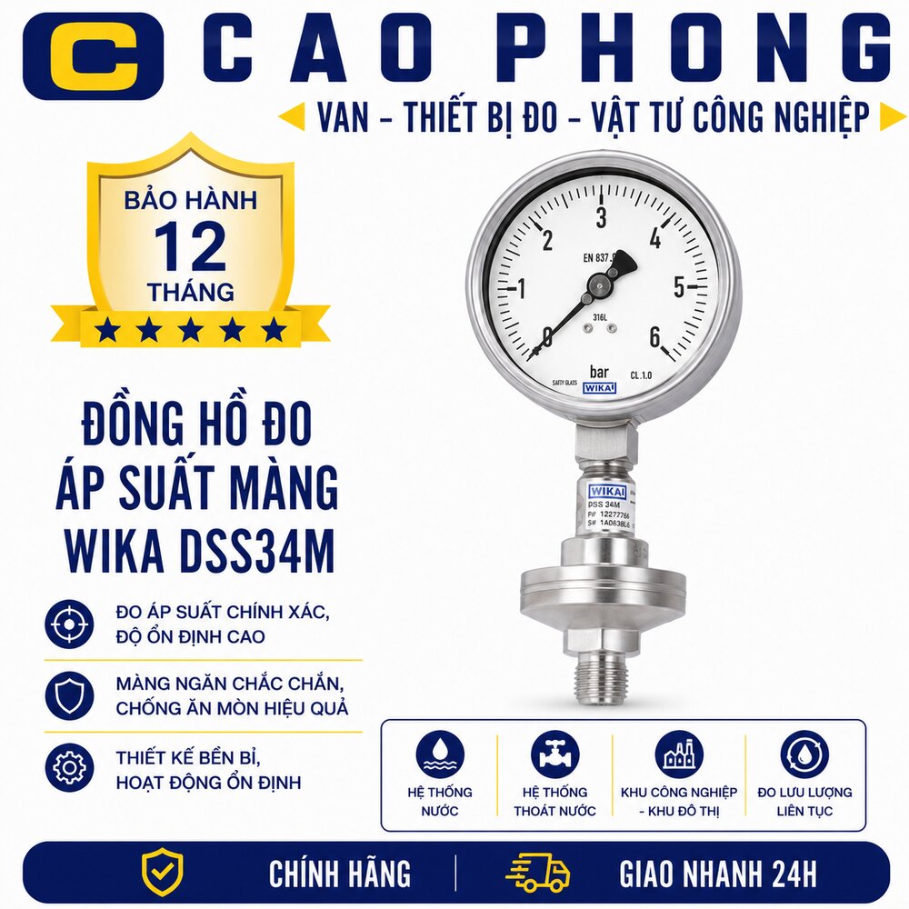 Đồng hồ đo áp suất màng WIKA DSS34M - Cao Phong Đồng hồ đo áp suất màng WIKA DSS34M - Cao Phong