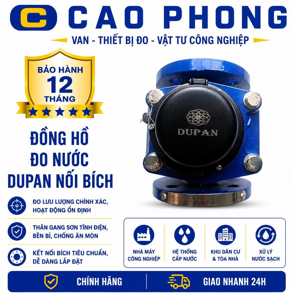 Đồng hồ đo nước sạch Dupan nối bích - Cao Phong Đồng hồ đo nước sạch Dupan nối bích - Cao Phong