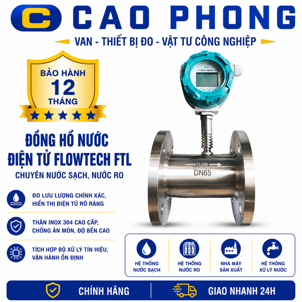Đồng hồ đo nước điện tử Flowtech FTL chuyên nước sạch nước rò - Cao Phong Đồng hồ đo nước điện tử Flowtech FTL chuyên nước sạch nước rò - Cao Phong