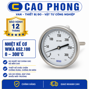 Đồng hồ đo nhiệt độ WIKA A52 300°C chân sau - Cao Phong