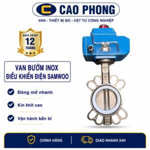 Van bướm điều khiển điện Samwoo 220 VAC inox - Cao Phong