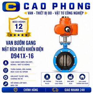 Van bướm gang mặt bích điều khiển điện D941X-16 - Cao Phong
