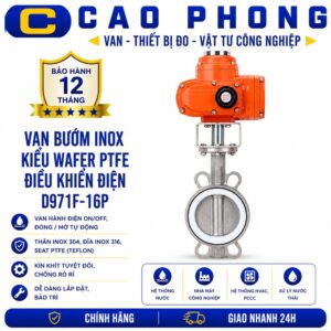 Van bướm inox kiểu Wafer PTFE điều khiển điện D971F-16P - Cao Phong