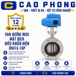 Van bướm inox mặt bích điều khiển điện D941X-16P - Cao Phong