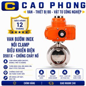 Van bướm inox nối Clamp điều khiển điện D981X chống cháy nổ - Cao Phong