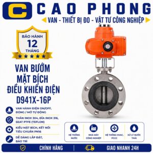 Van bướm mặt bích điều khiển điện D941X-16P - Cao Phong